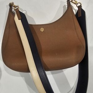 Tory Burch Tan and Blue Shoulder Bag